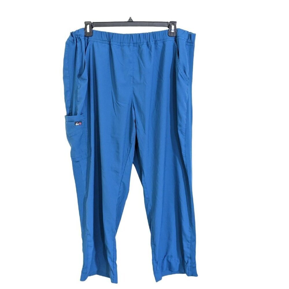 Koi Lite Plus Size 3X Scrubs Pants Slim Fit Energy Blue Mechanical Stretch 734